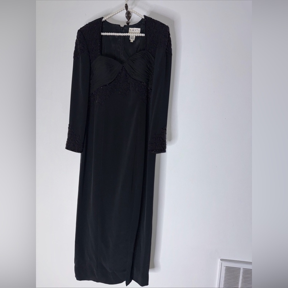 vintage oleg cassini black tie dress Black Beaded Evening Gown Size 10
CPBinDD‎